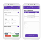 SDM application interface, showcasing BLE beacon and tag management features for Android and iOS devices.