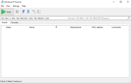 Advance IP Scanner Home Screen