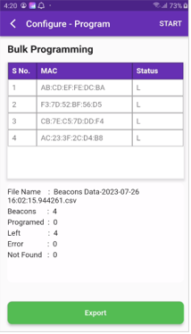List of beacons with status