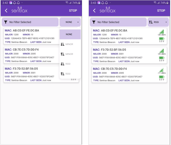 Sortable Beacon List Criteria