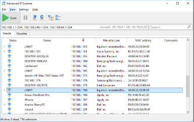 ZENIX LON-2 IP Address using Advance IP Scanner