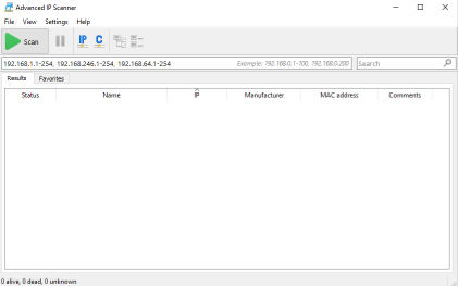 Advance IP Scanner Home Screen