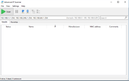Advance IP Scanner Home Screen