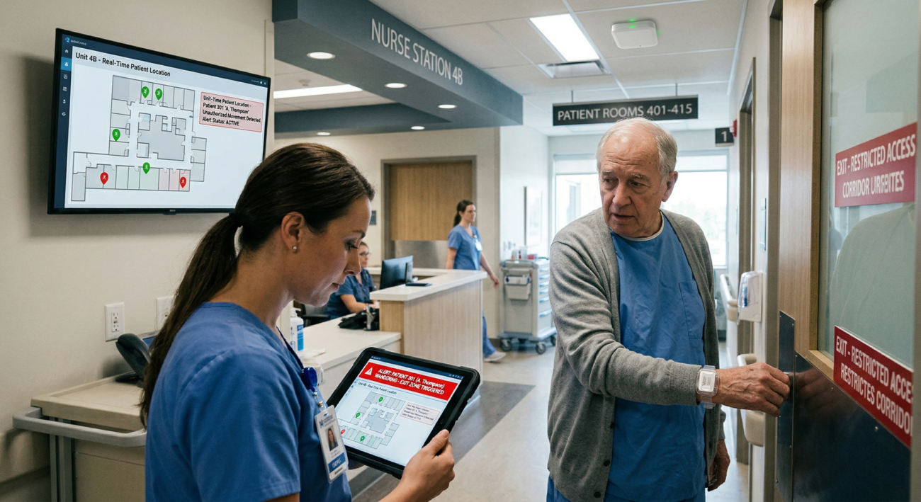 Real-time patient safety monitoring in hospitals using RTLS wearable tags for fall detection, movement tracking, and emergency alerts