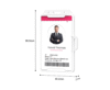 ID badge with portrait, name David Thomas, Chief Overseas Sales, contact info, and a barcode.