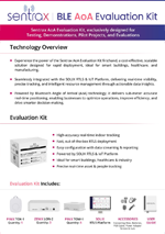 BLE AoA Evaluation Kit for evaluating angle-of-arrival tech, showing the kit box and sample hardware items. This image introduces the product and its purpose.